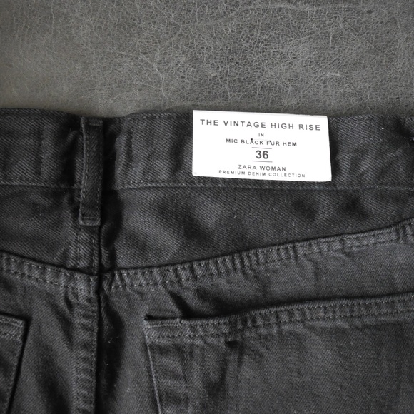 NWT ZARA Jeans Faux Fur Cuff HIGH-RISE - Picture 6 of 8